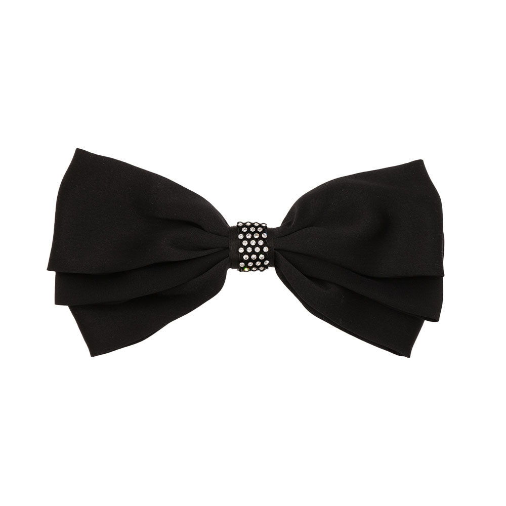 シルク サテン トリプルボウ ウィズ クリスタル10cmバレッタ