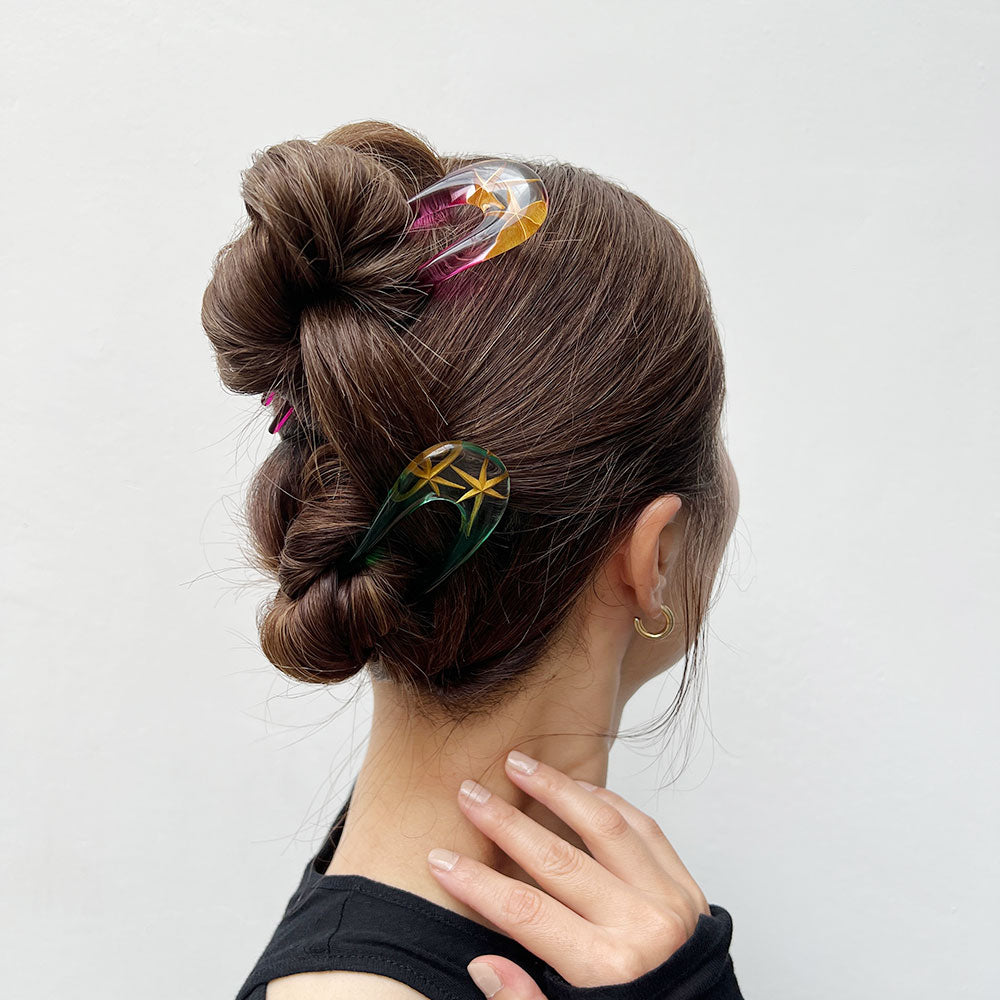スター フォッシル ヘアピン