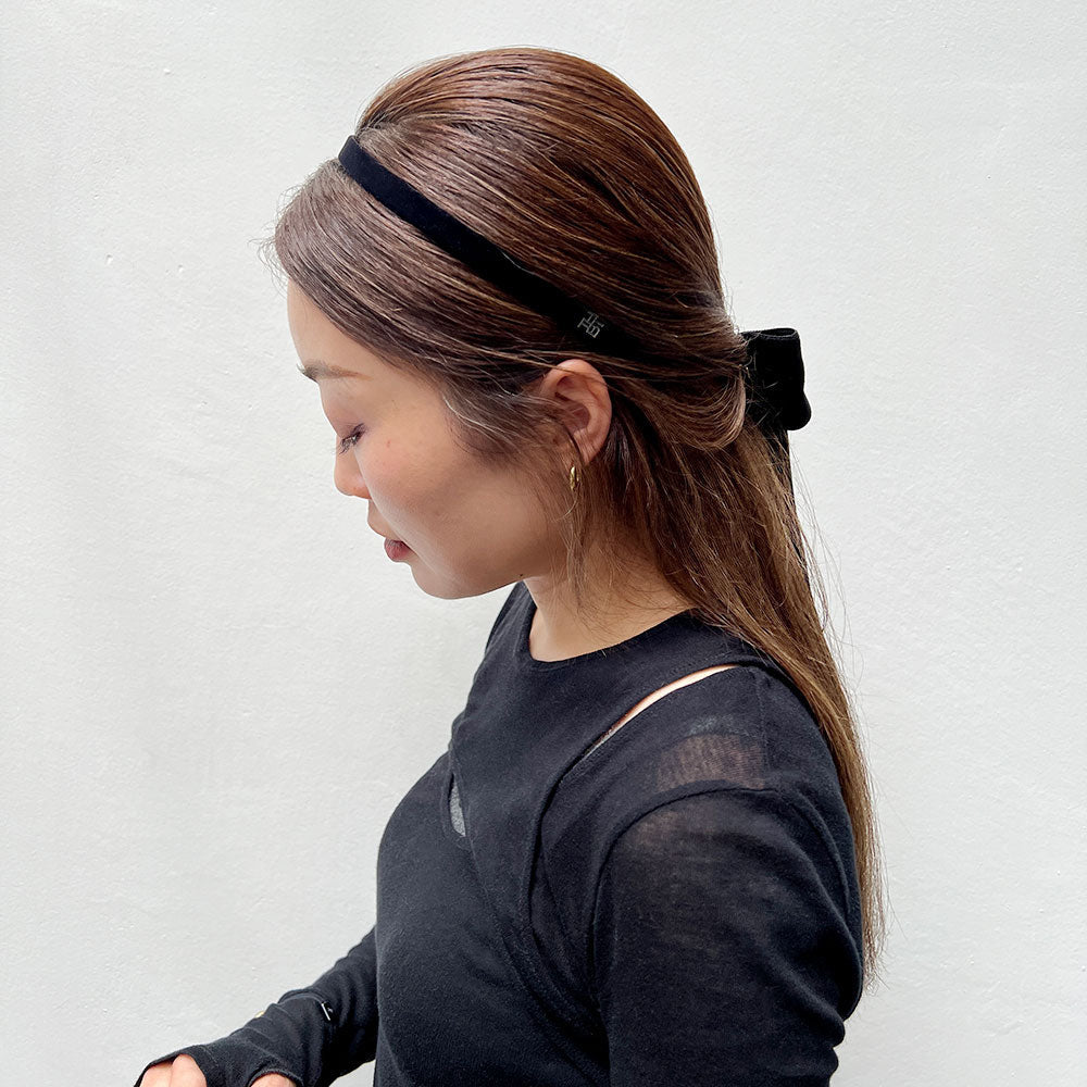 黒ベルベットヘアバンド coudre 金子綾 黒 ベルベット ヘアバンド