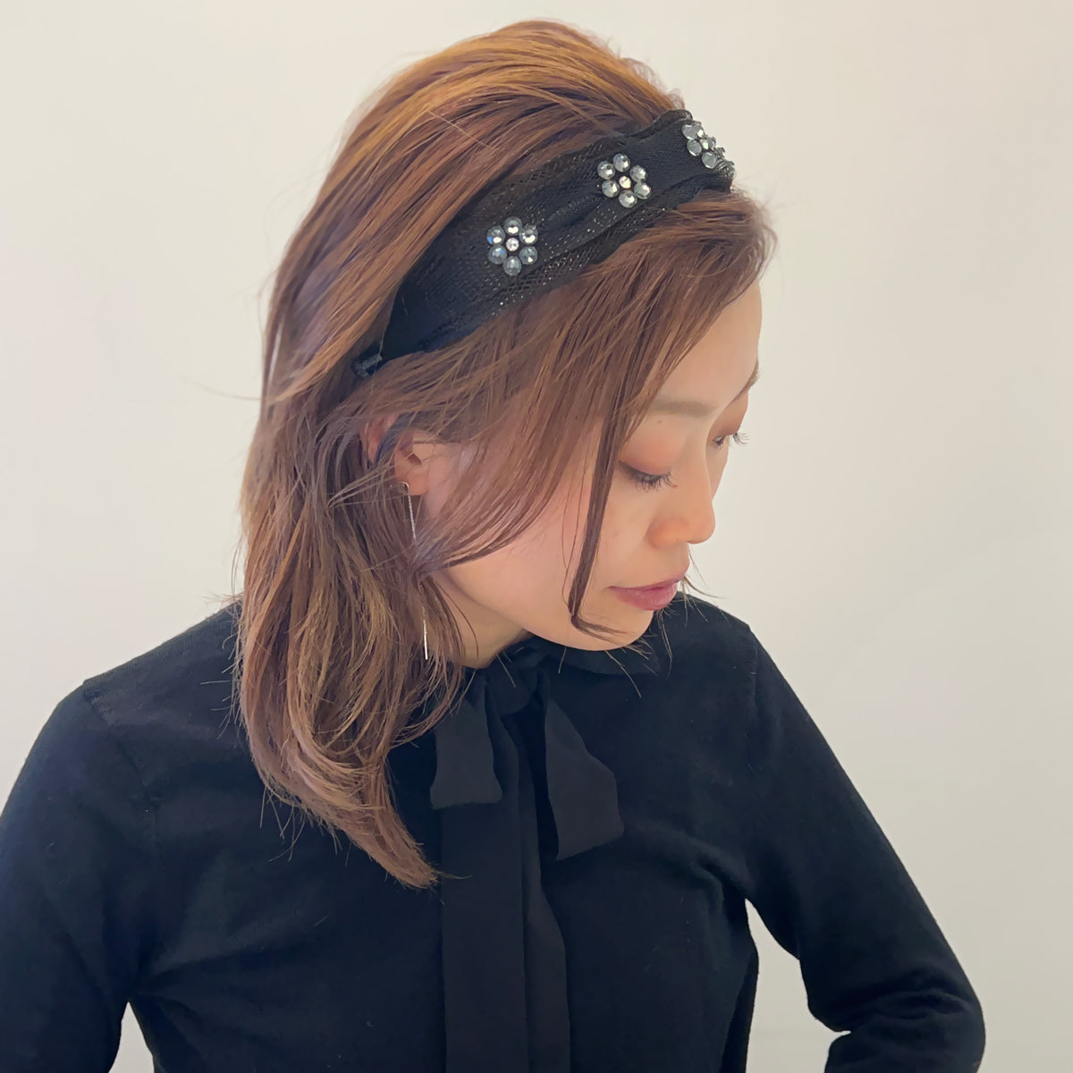 メッシュ シアー クリスタル フラワー ヘッドバンド | THE HAIR BAR TOKYO