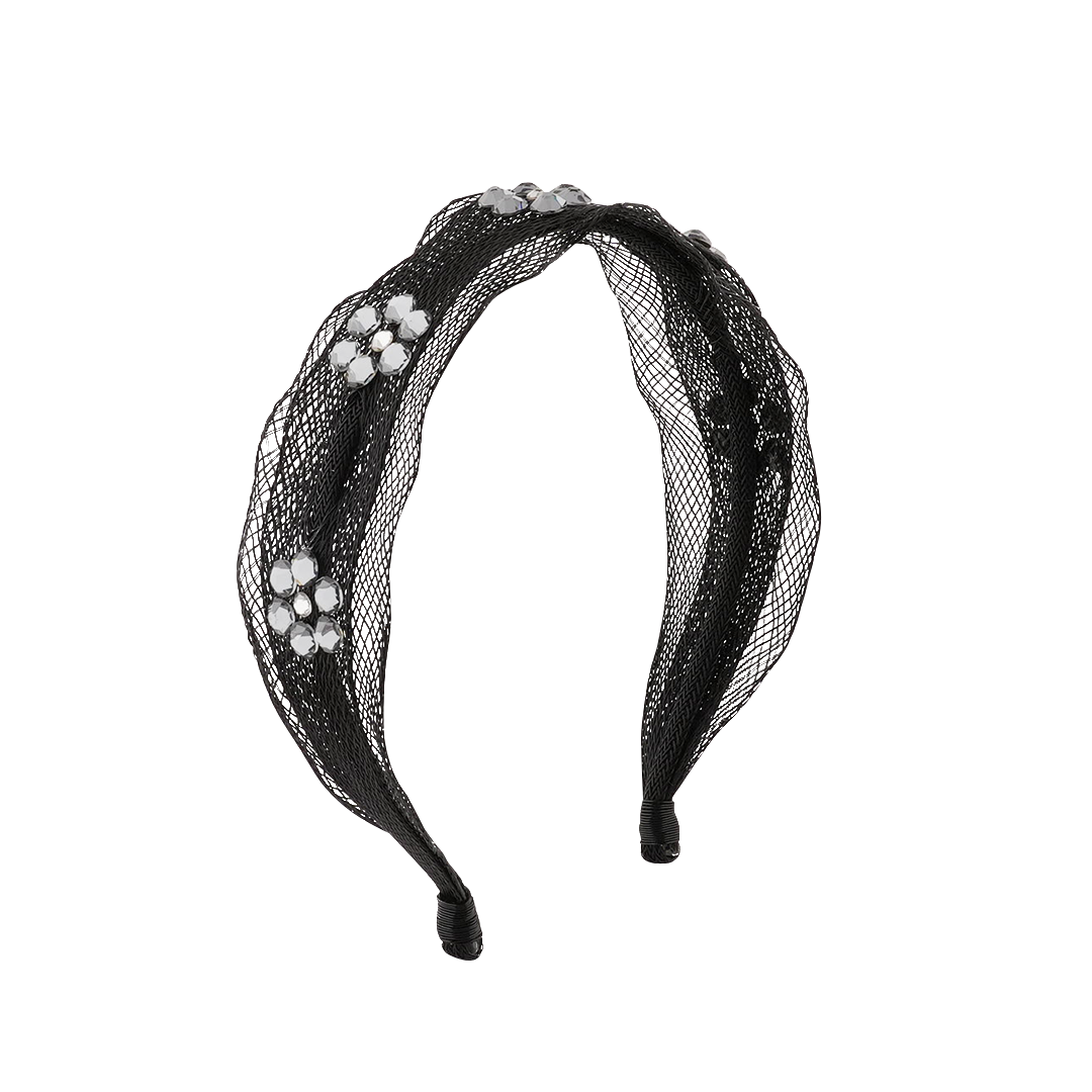 メッシュ シアー クリスタル フラワー ヘッドバンド | THE HAIR BAR TOKYO