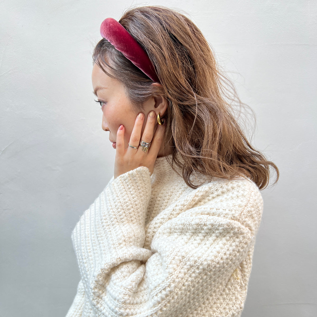 ALEXANDRIE ベルベット ヘアバンド 紺 LELHR24-2000-BUR_2_114db0c8-