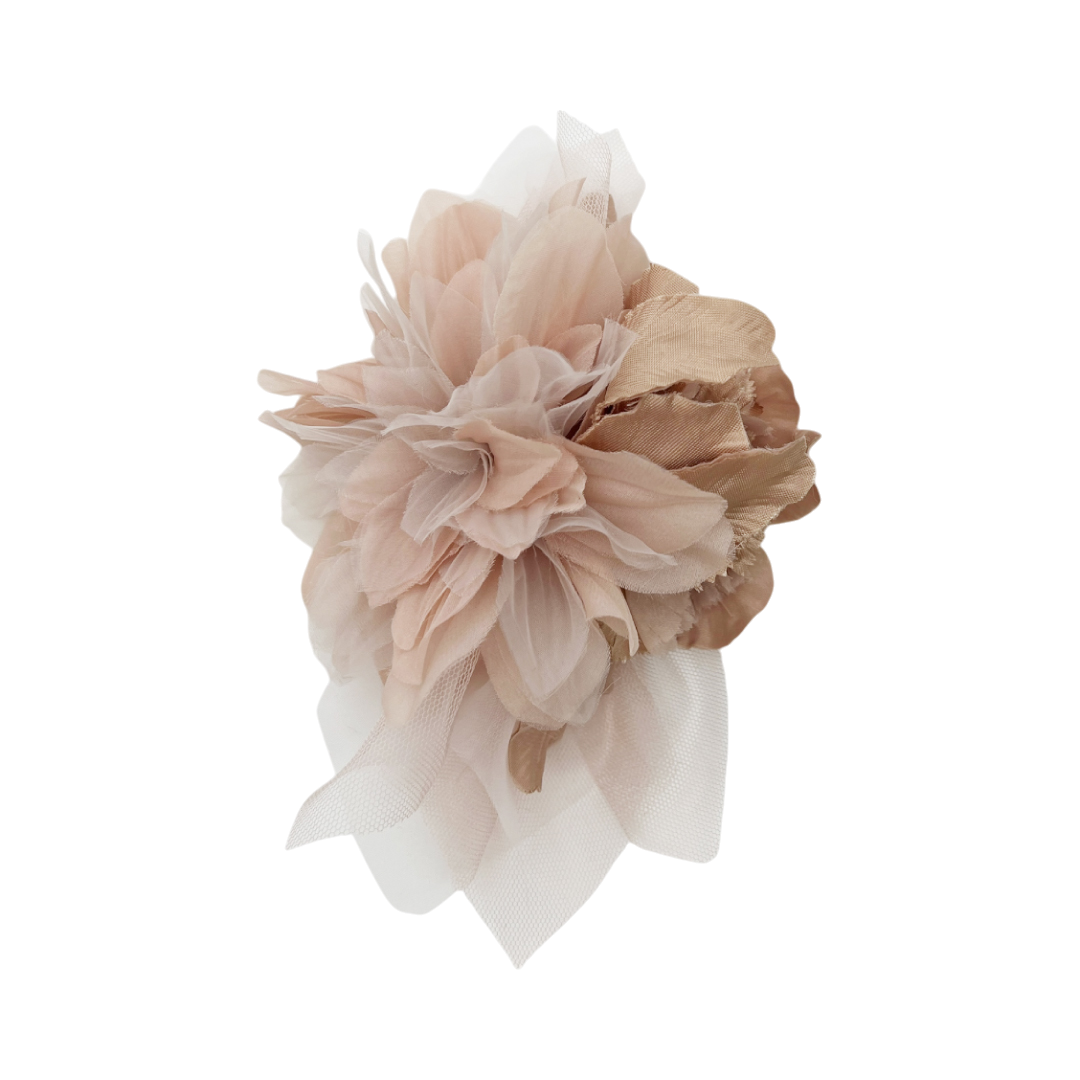 コサージュ バレッタ ウィズ チュール 8cm