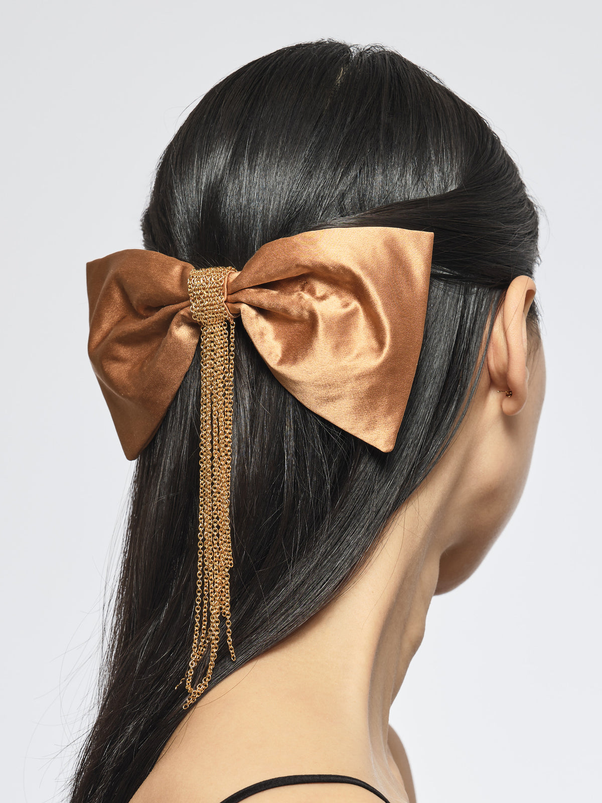 シルク ボウ ウィズ チェーン 8cmバレッタ | THE HAIR BAR TOKYO