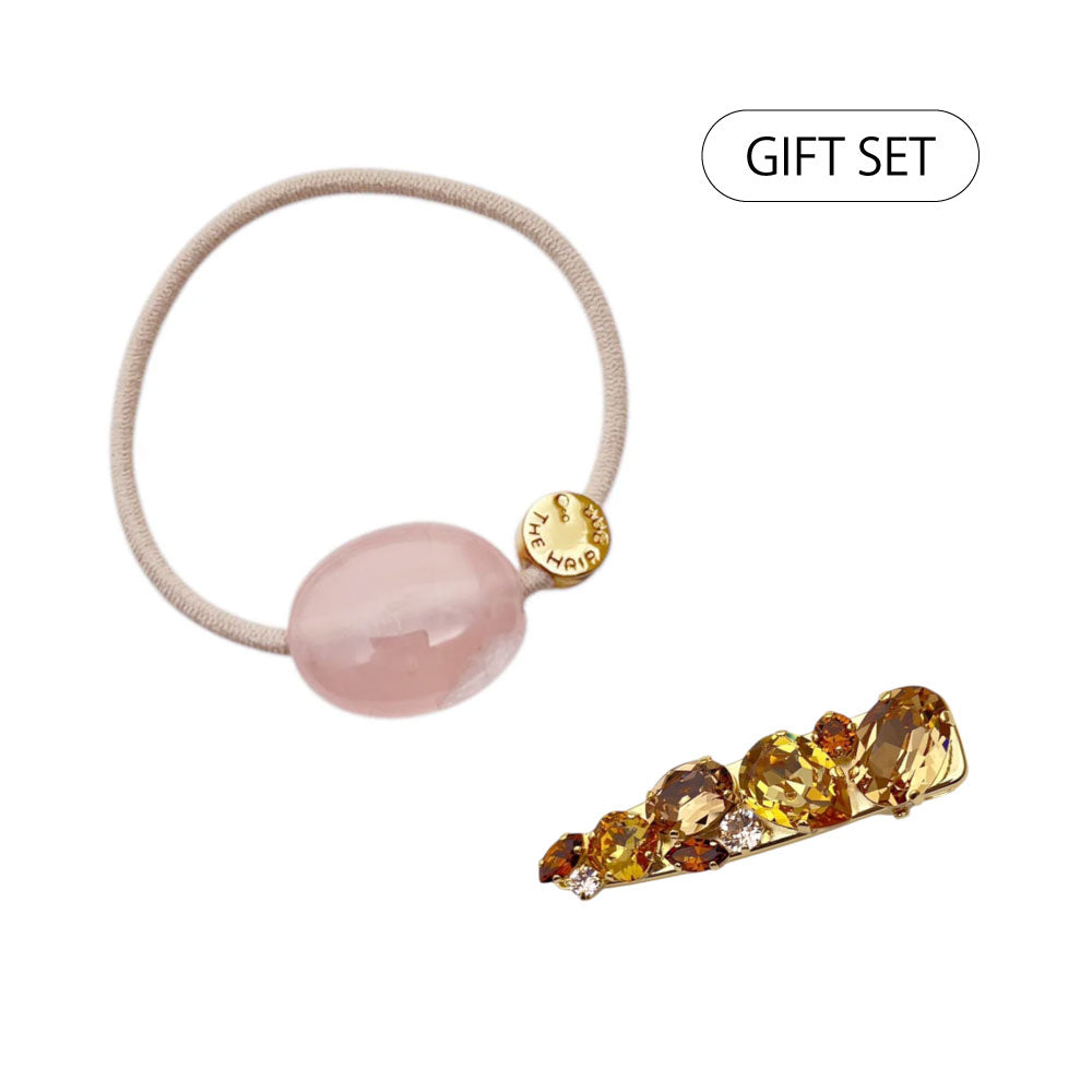 【WEB限定 Mother's Day gift set】セミプレシャス ストーン ポニー+ピュア クリスタル Mクリップ(ROQ/TOP)