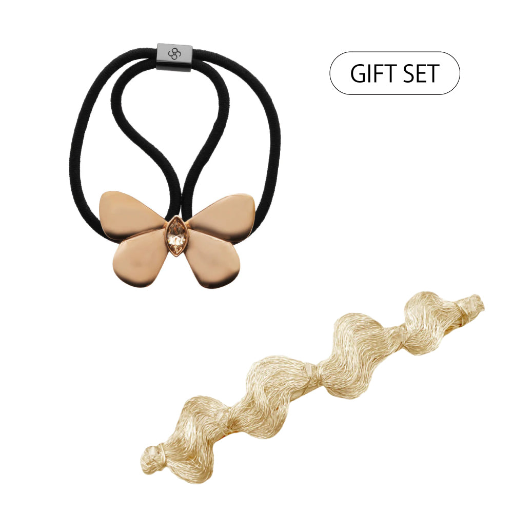 【WEB限定 Mother's Day gift set】メタル バタフライ ポニー+メッシュ ウェーブ 10cm バレッタ(RGD/WGD)