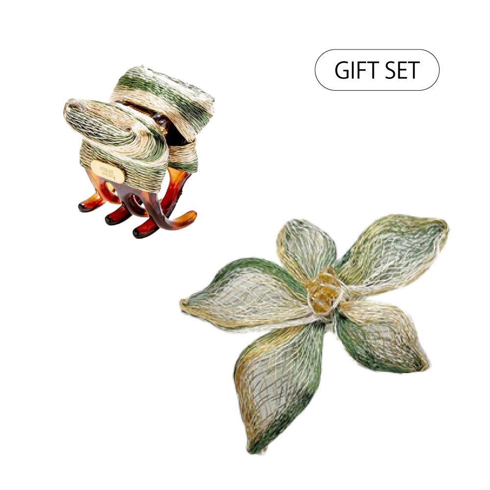 【WEB限定 Mother's Day gift set】メッシュ ウィッカー スモールジョークリップ+メッシュ スモール スパイダー フラワー ビーク クリップ(CAMO)