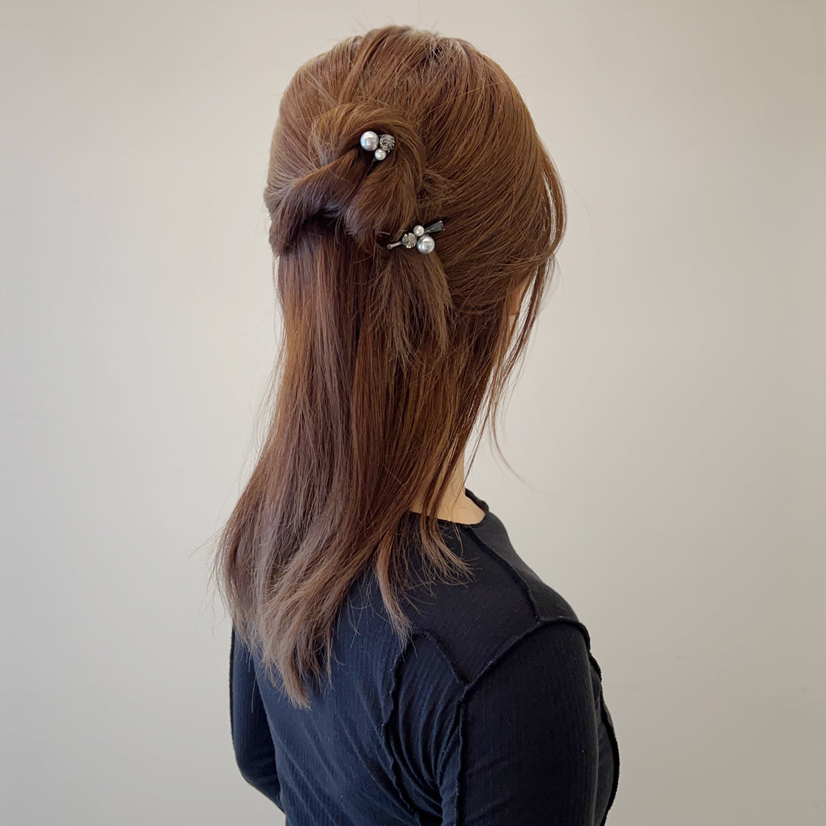 パール クリスタル ボール ヘアピン