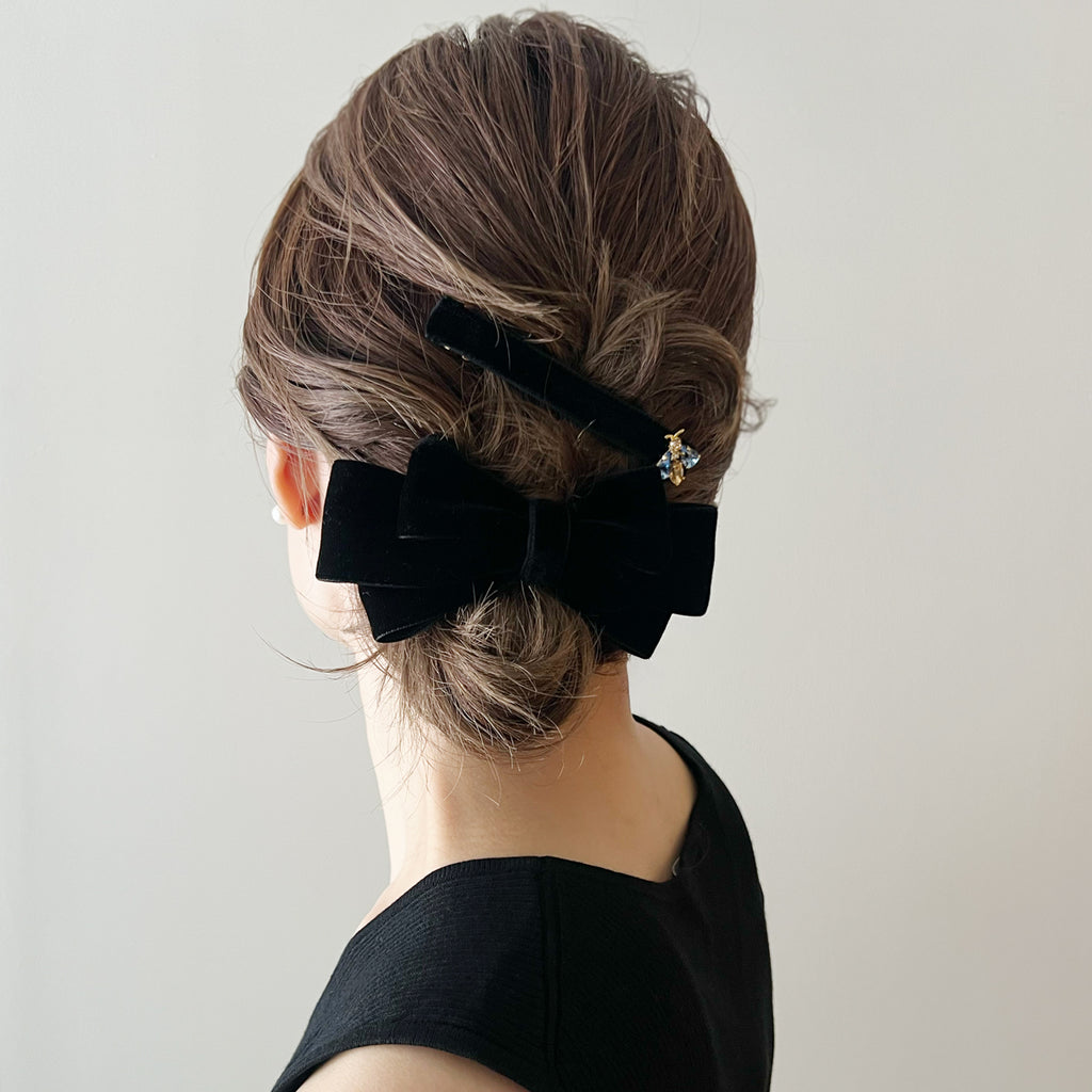 ベルベット トリプル ボウ 10cm バレッタ | THE HAIR BAR TOKYO