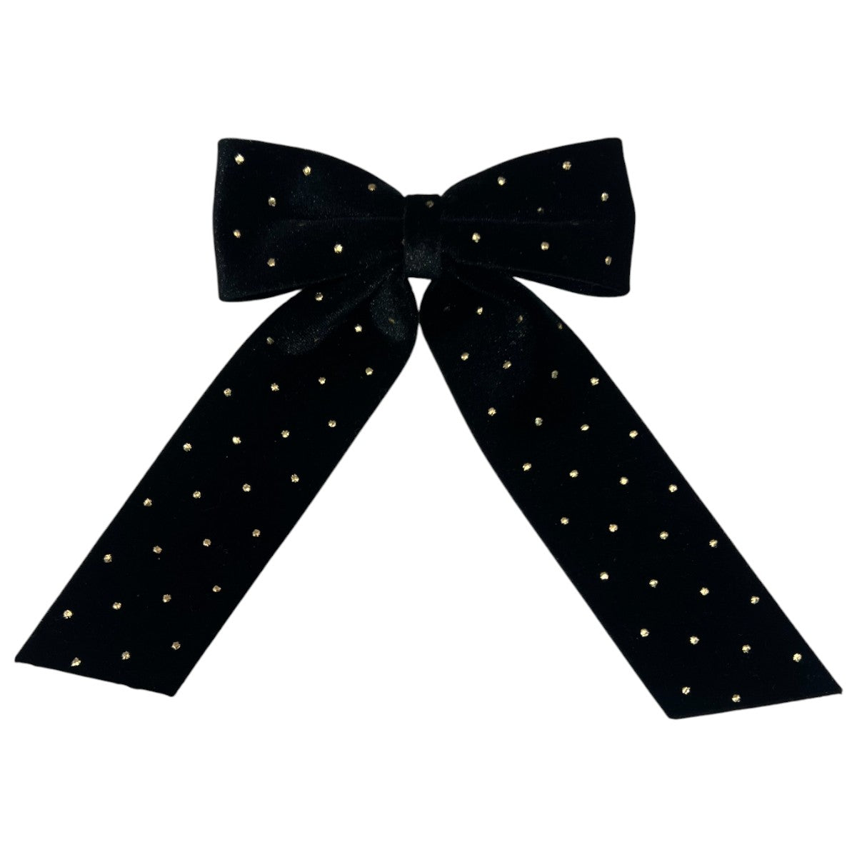 ベルベット ミディアム ボウ  ウィズ ゴールド スタッズ  10cm バレッタ