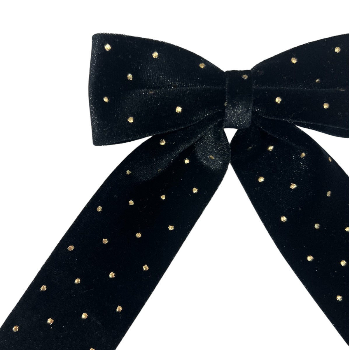 ベルベット ミディアム ボウ  ウィズ ゴールド スタッズ  10cm バレッタ