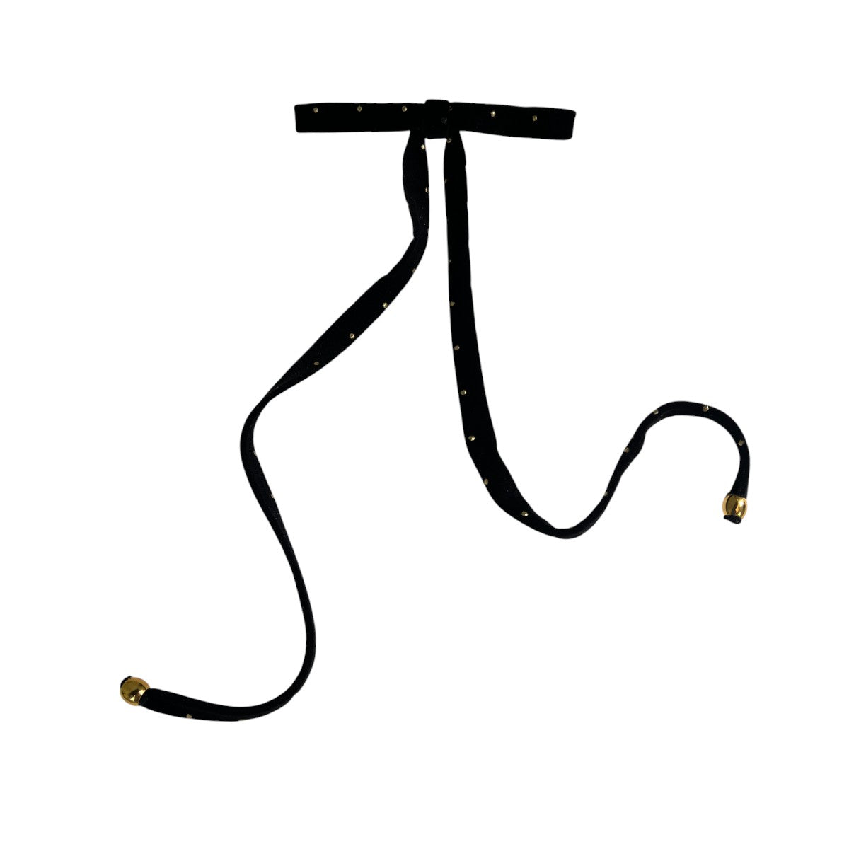 ベルベット ナロー ボウ  ウィズ ゴールド スタッズ  8cm バレッタ