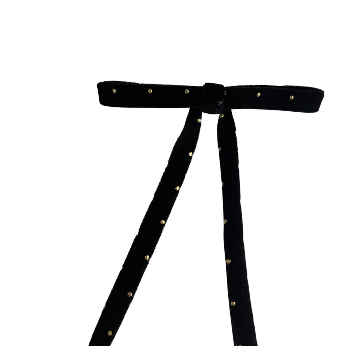 ベルベット ナロー ボウ  ウィズ ゴールド スタッズ  8cm バレッタ