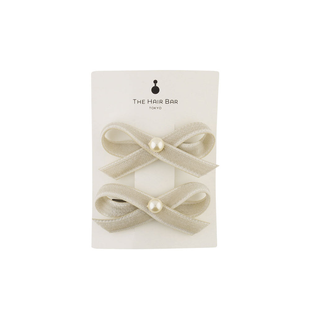 ベルベット ミディアムボウ クリップセットオブ2