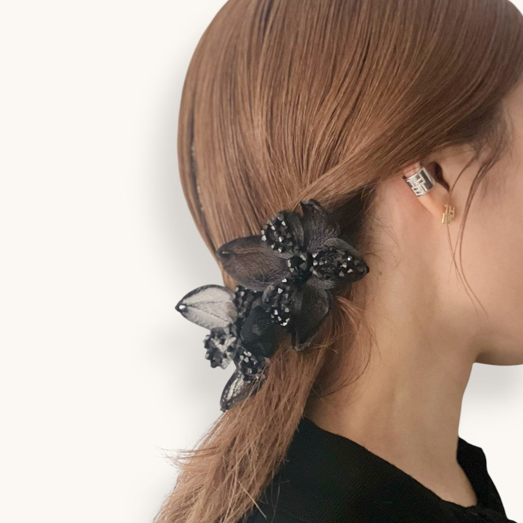 メッシュ ミッドナイト リリー 10cm バレッタ