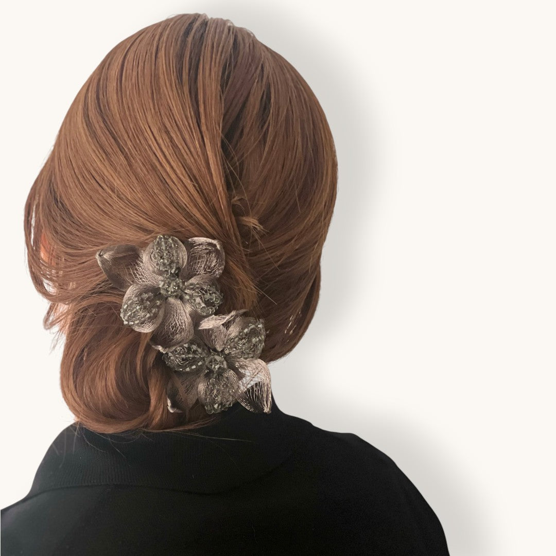 メッシュ ミッドナイト リリー 10cm バレッタ