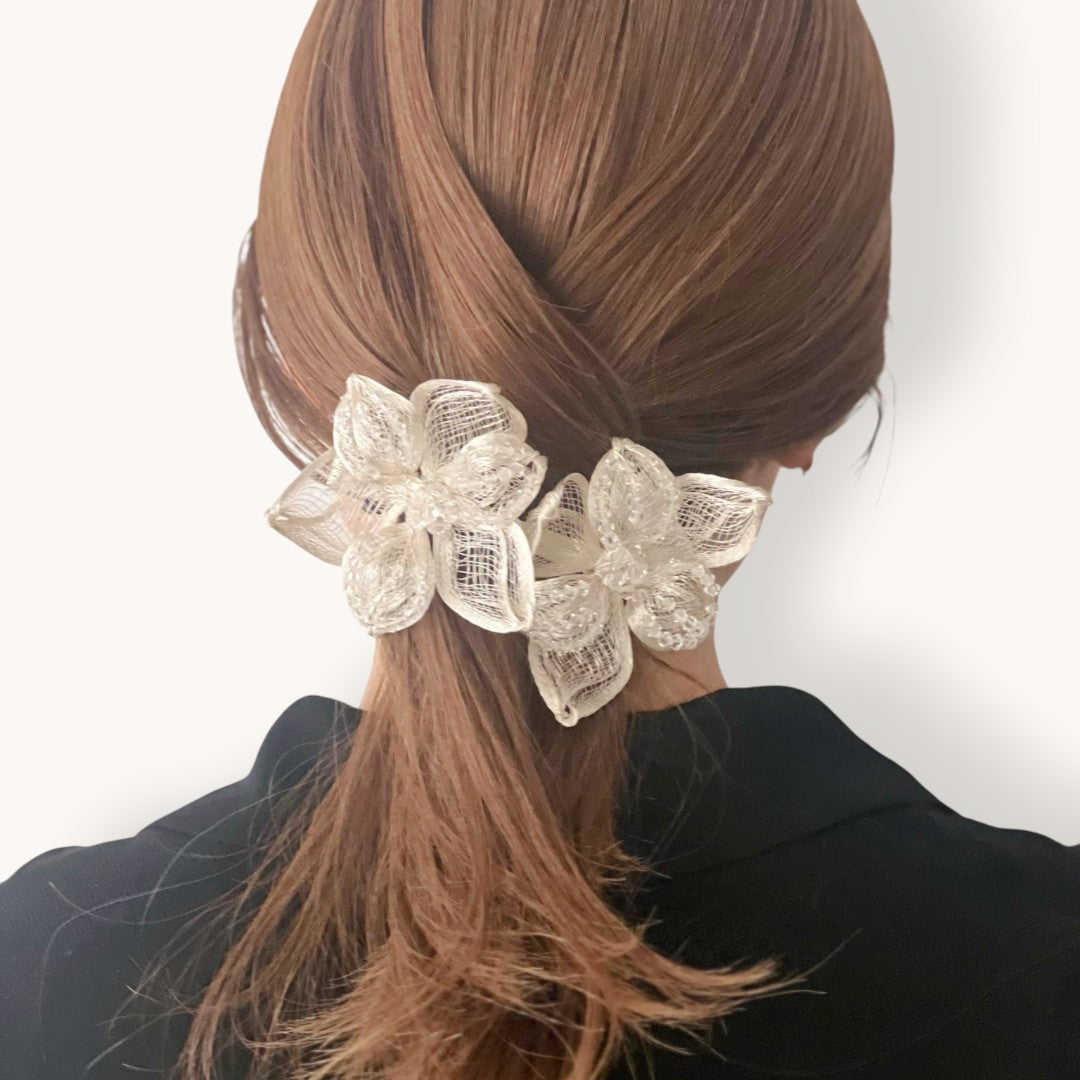 メッシュ ミッドナイト リリー 10cm バレッタ