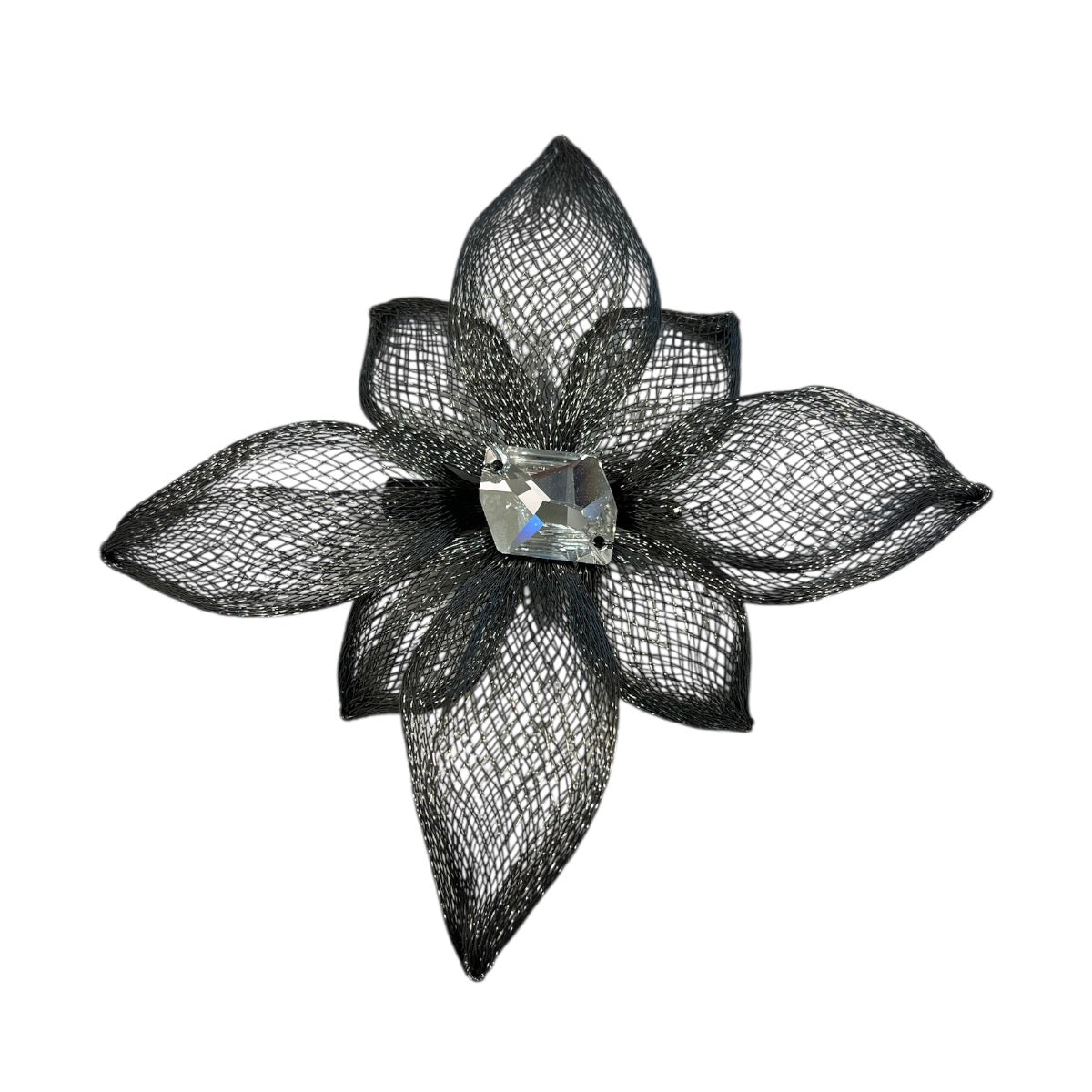 メッシュ ロック クリスタル ラージ フラワー ビーク クリップ