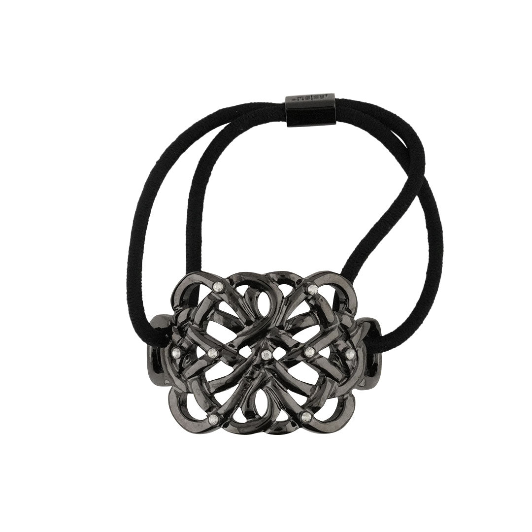 メタル カーブド ライン ポニー ウィズ クリスタル