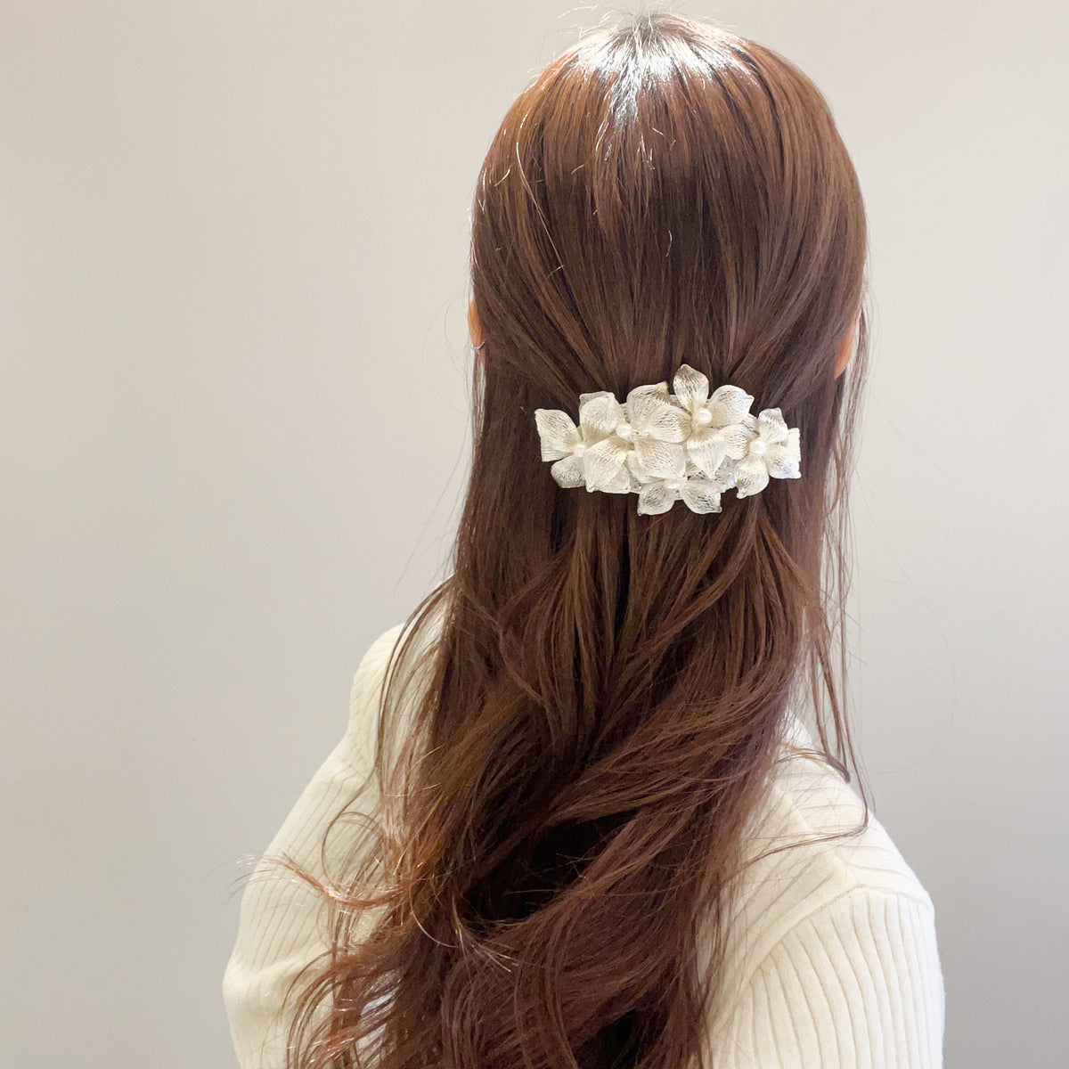 メッシュ ライラック10cmバレッタ
