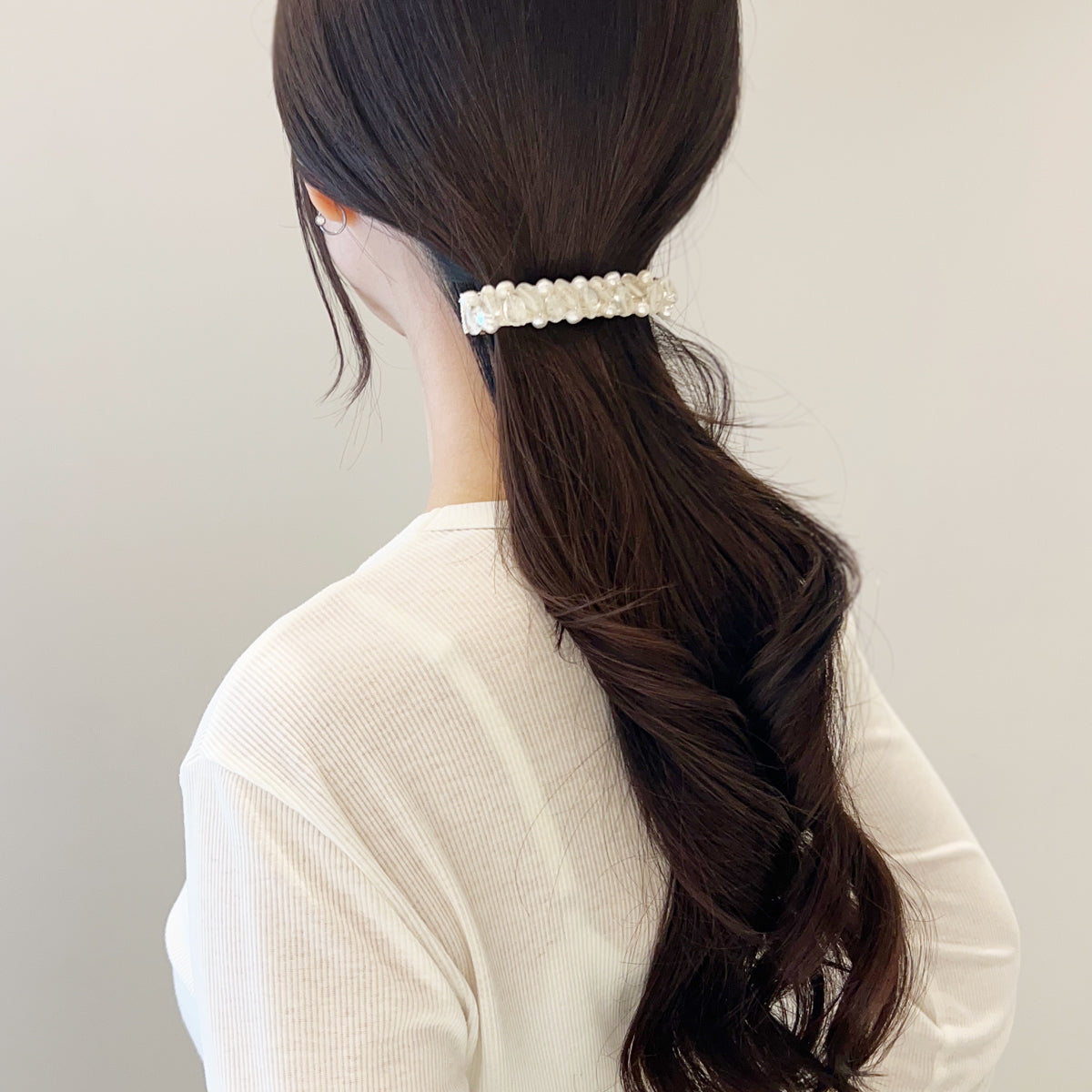パール アンド セミプレシャス 8cm バレッタ