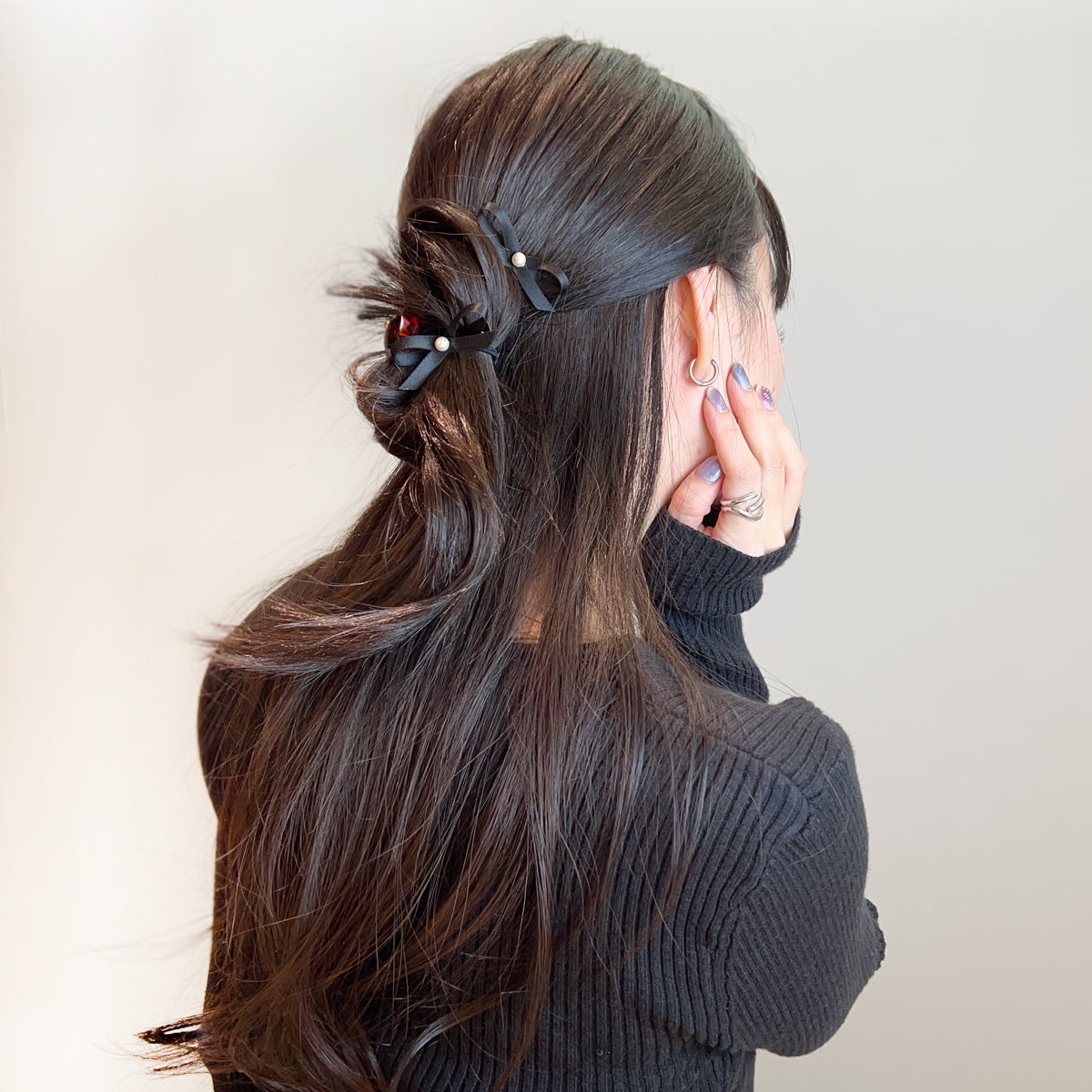 THE HAIR BAR シルクサテン ボウビーククリップ セット M THE HAIR BAR TOKYO/ザ ヘア バー トウキョウ】シルクサテン 2