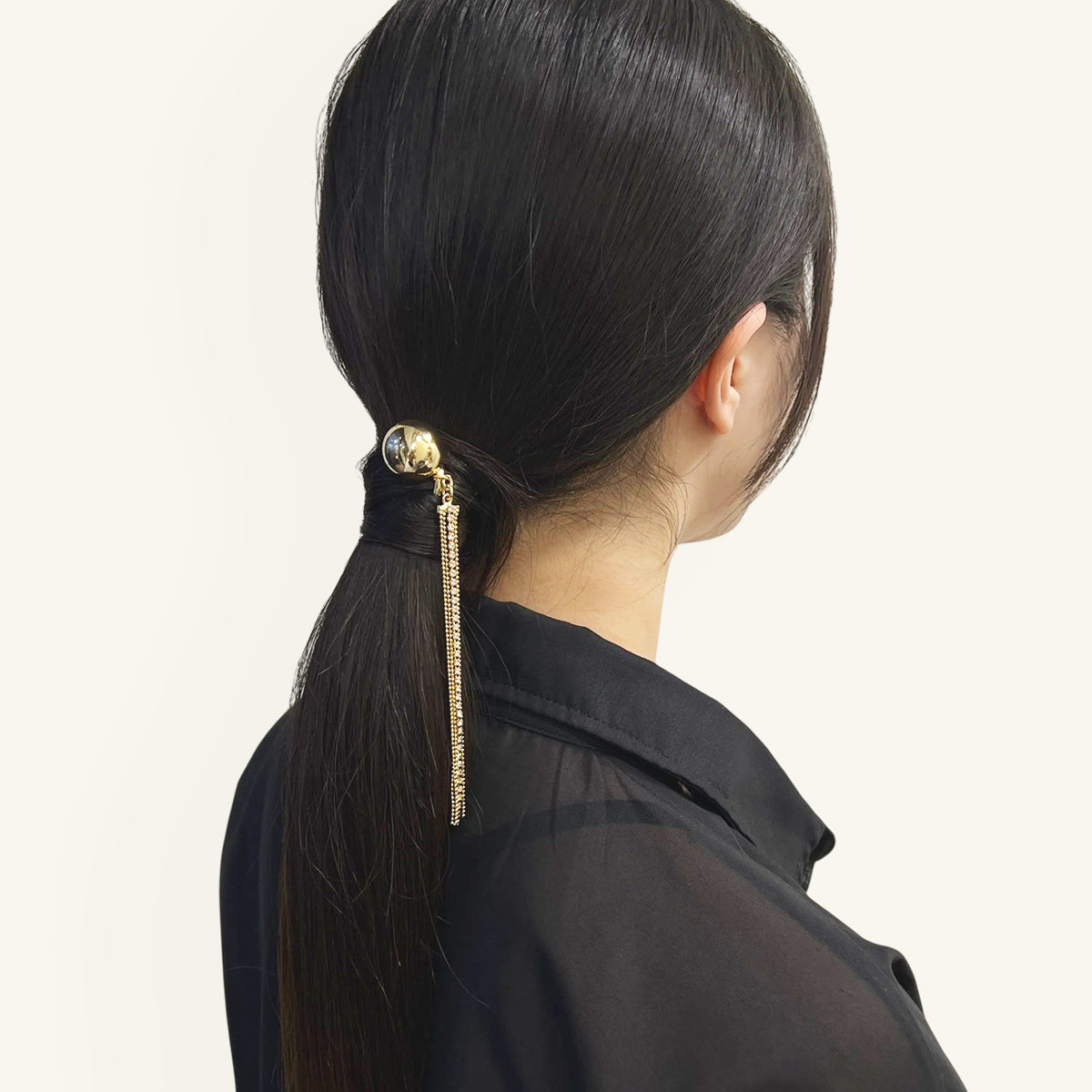 メタリック ボール ヘアピン ウィズ チェーン タッセル チャーム