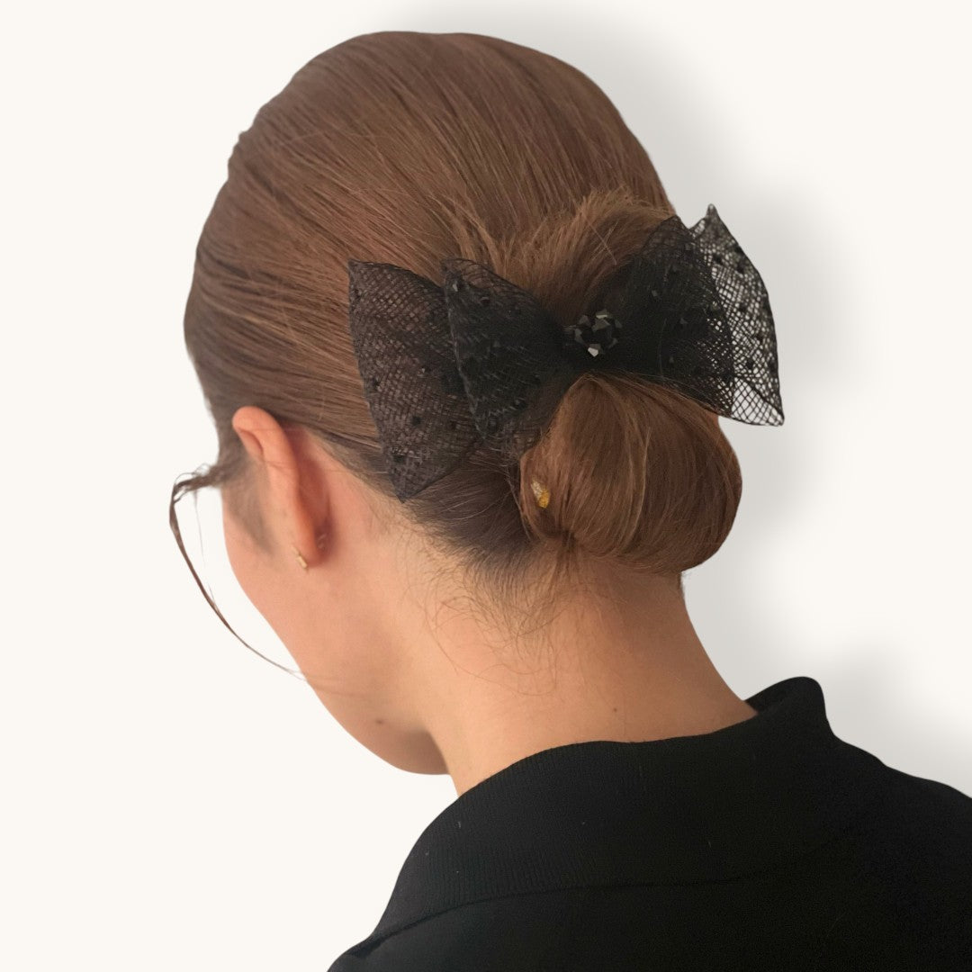 メッシュ パール ボウ 10cm バレッタ