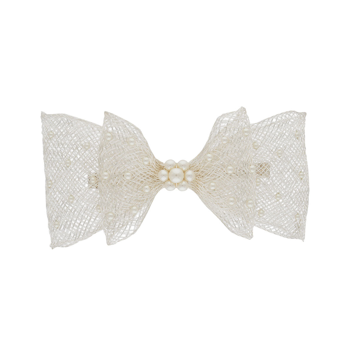 メッシュ パール ボウ 10cm バレッタ