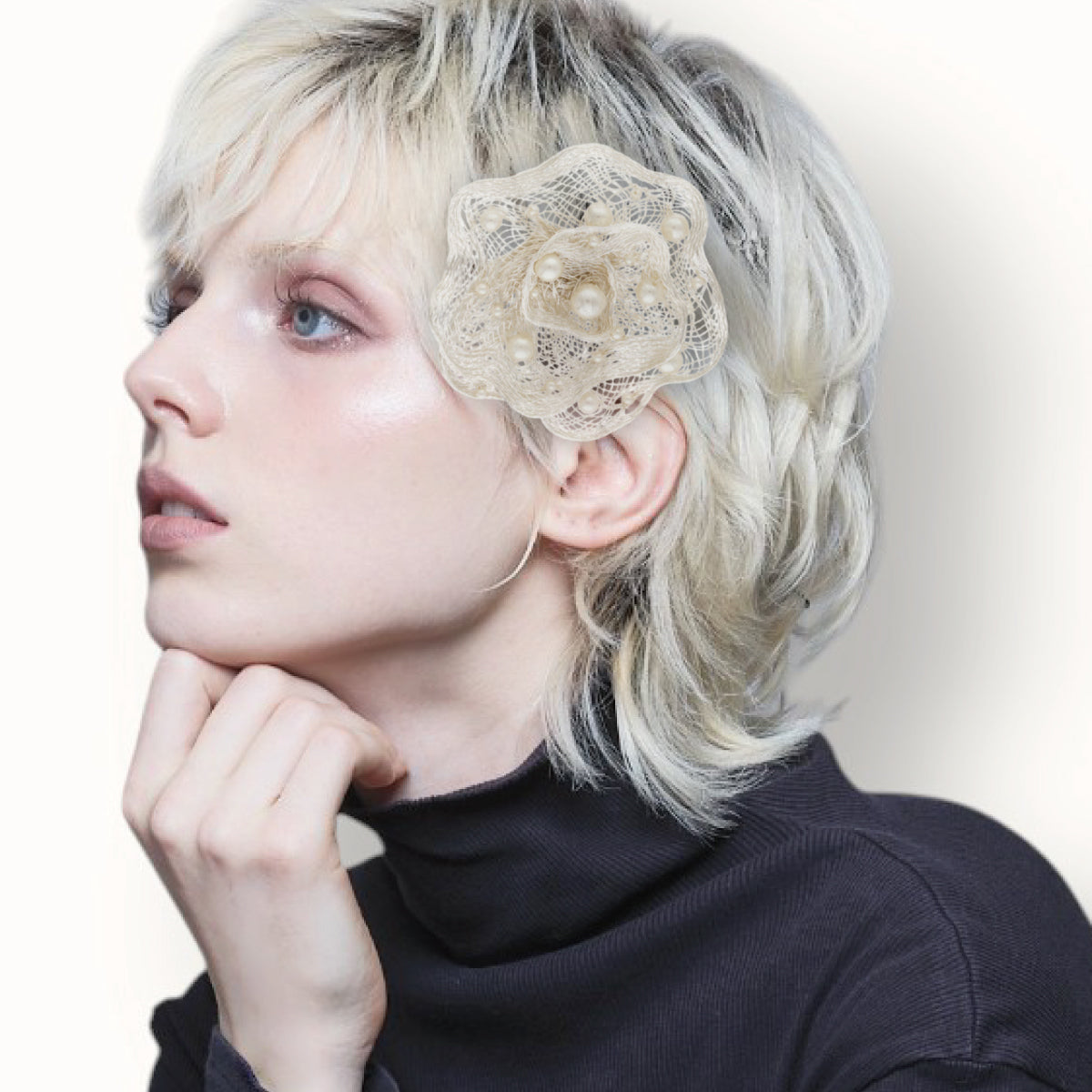 メッシュ パール スキャタード クリップ