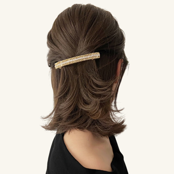 クリスタル&チェーン 10cm バレッタ