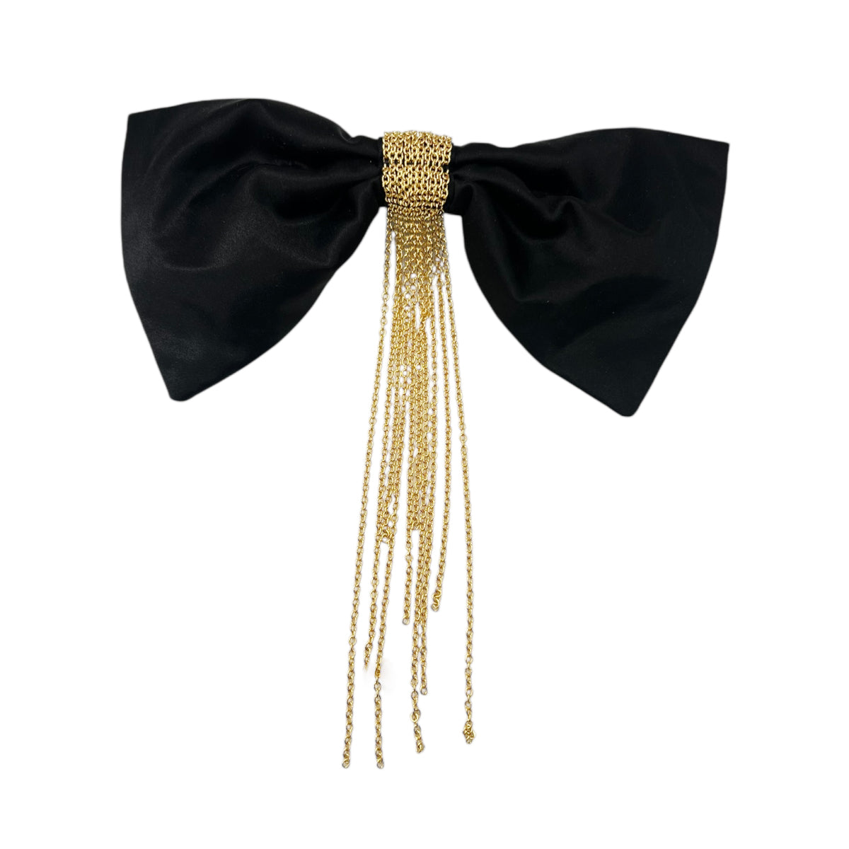 シルク ボウ ウィズ チェーン 8cmバレッタ