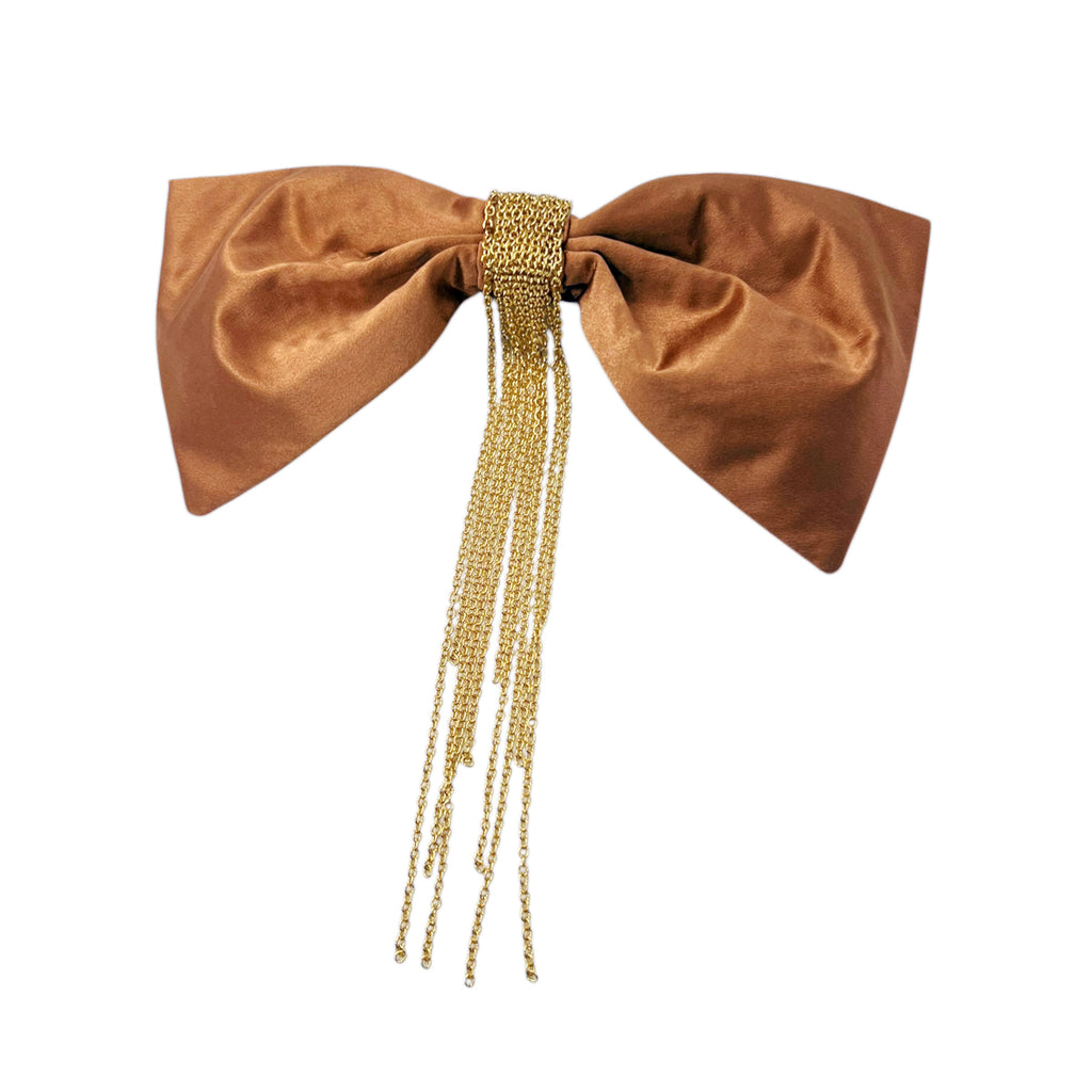 シルク ボウ ウィズ チェーン 8cmバレッタ | THE HAIR BAR TOKYO