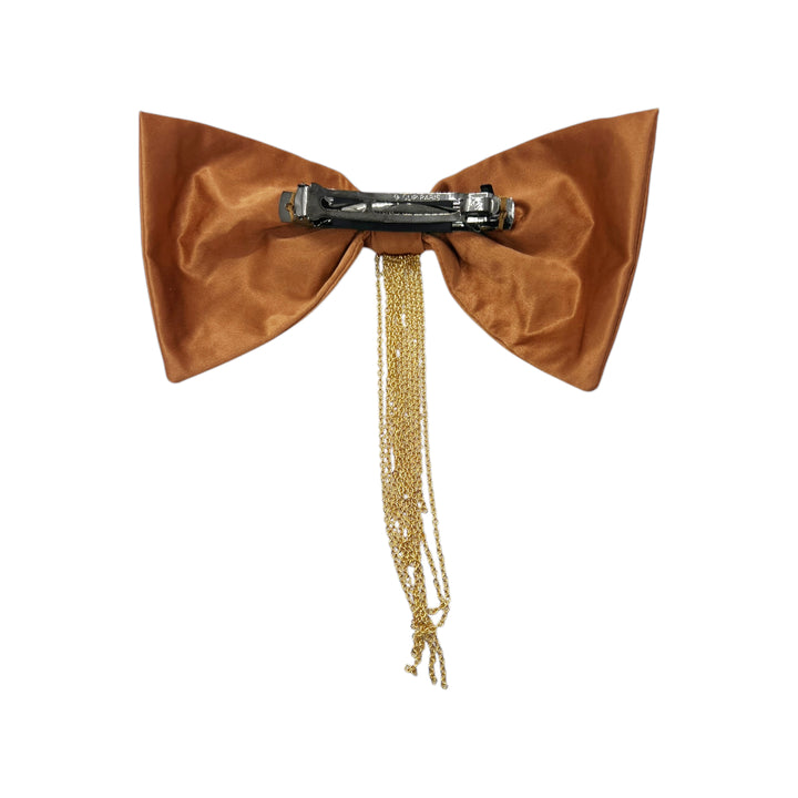 シルク ボウ ウィズ チェーン 8cmバレッタ