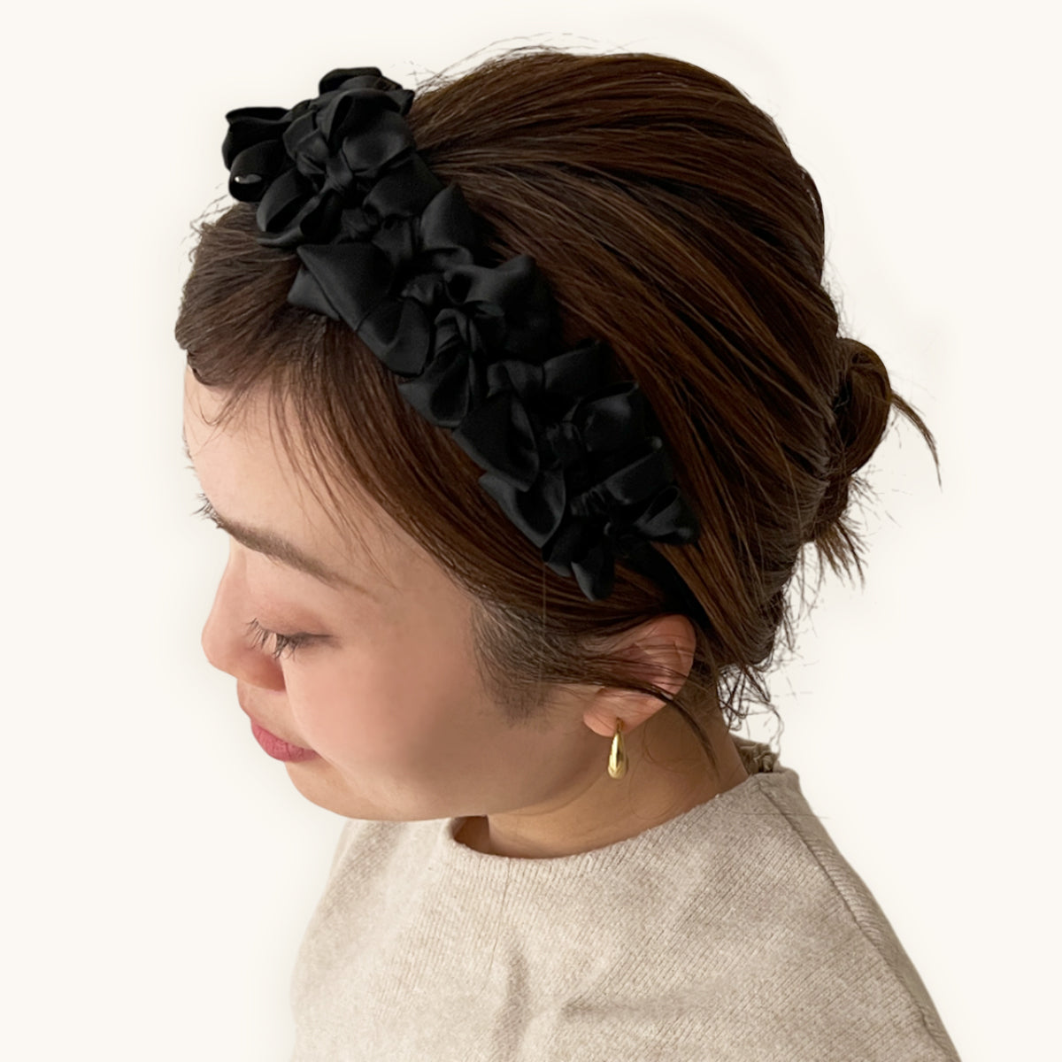 サテン ボウ ソナタ ヘッドバンド