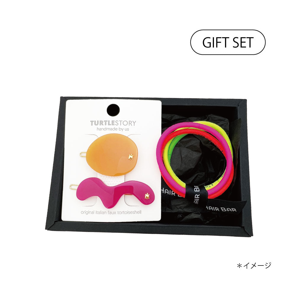 WEB限定GIFT SET/ロゴ プリント ポニー ネオン+ピカデリー ソレイユ クリップ セット バレッタセット