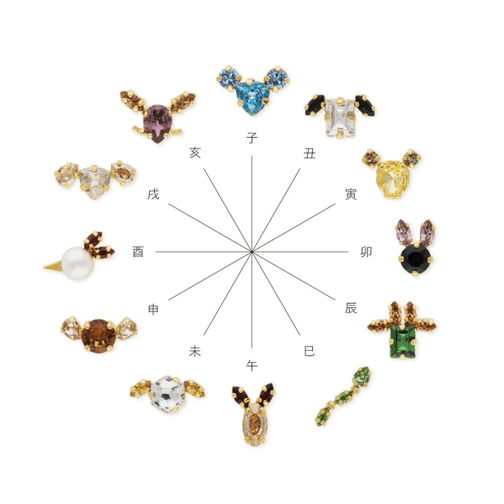 クリスタル ジャパニーズ ゾディアック ピン セットオブ12