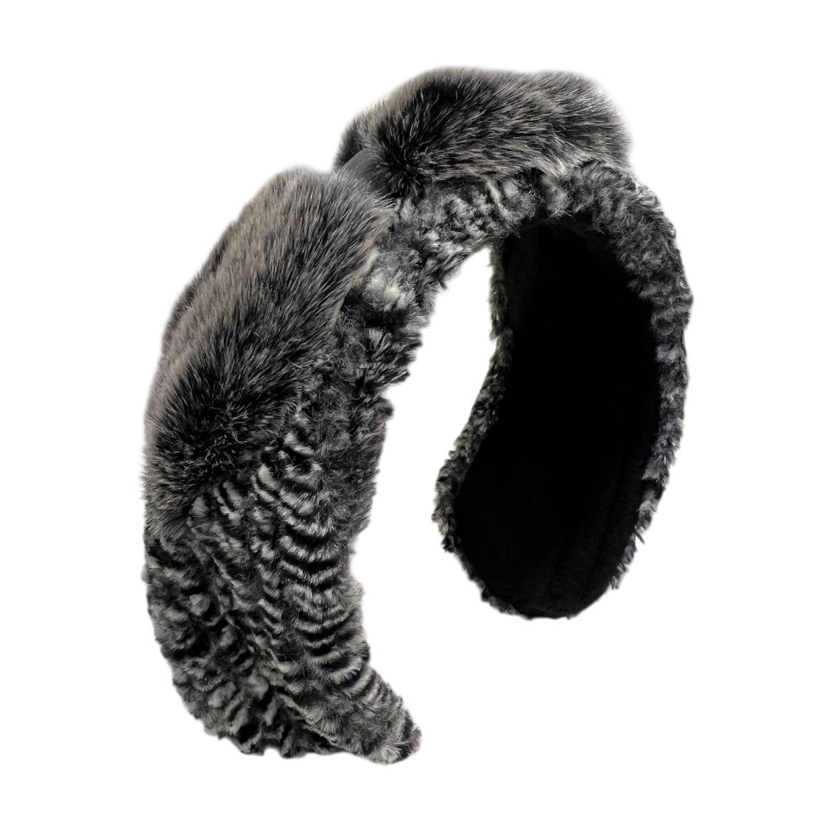 フェイクファー ストライプ ウィズ ボウ イヤーマフ