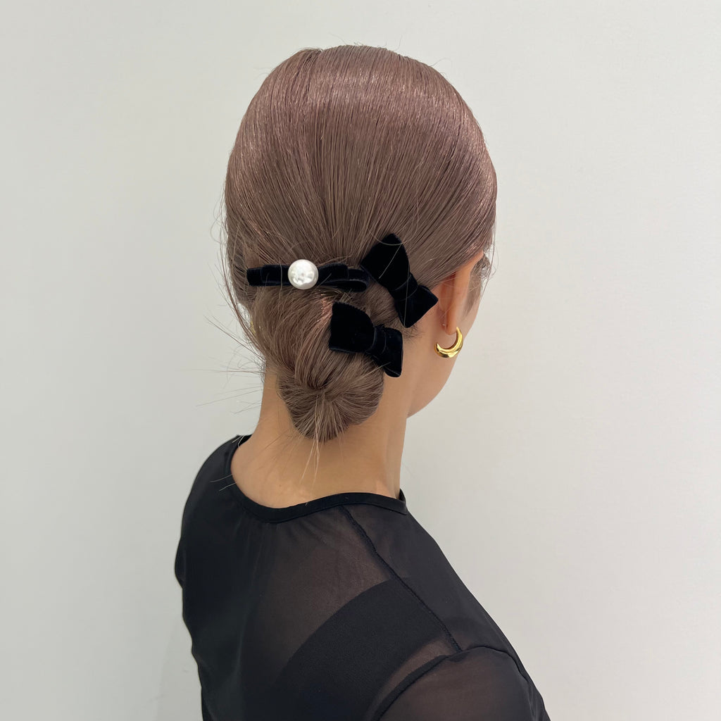 2024FW ベルベットボウ スナップクリップ セットオブ2 ベルベットボウ スナップクリップ セットオブ2 | THE HAIR BAR TOKYO