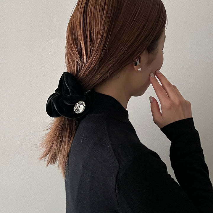 ベロア スクランチー ウィズ ロッククリスタル