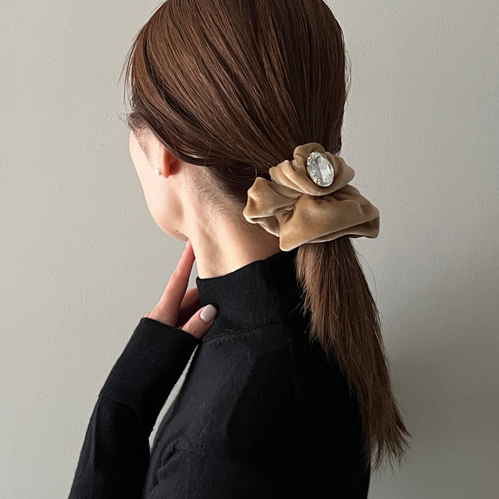 ベロア スクランチー ウィズ ロッククリスタル