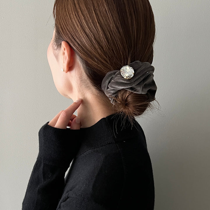 ベロア スクランチー ウィズ ロッククリスタル