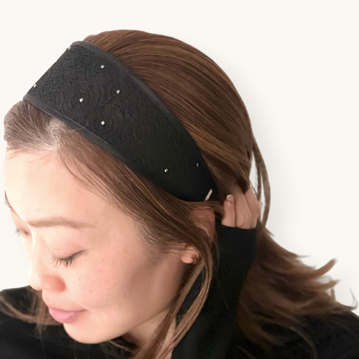 ジゼル ワイド レース クリスタル ヘッドバンド