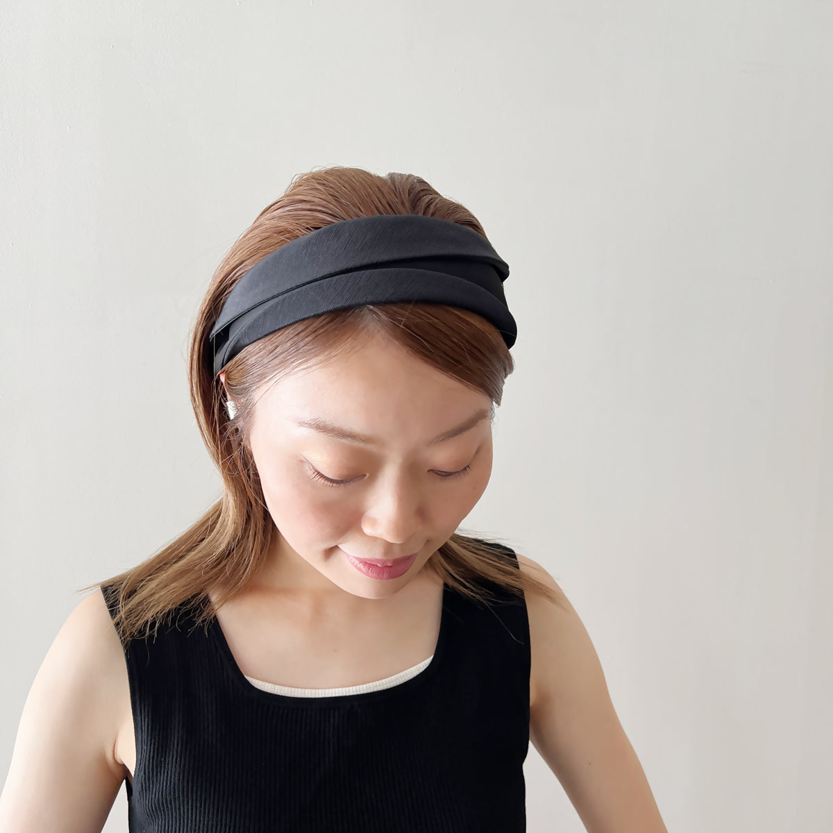 サテン アンド グログラン ワイド ヘッドバンド