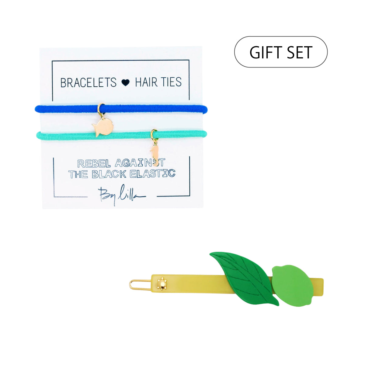 【WEB限定 gift set】メッセージ エラスティック+スモールライム アンド リーフクリップ
