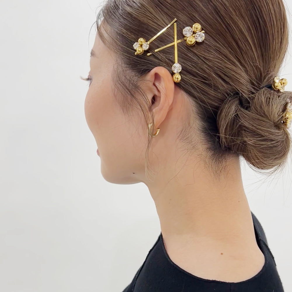 クリスタル&メタル クローバー スモール ボビーピン | THE HAIR
