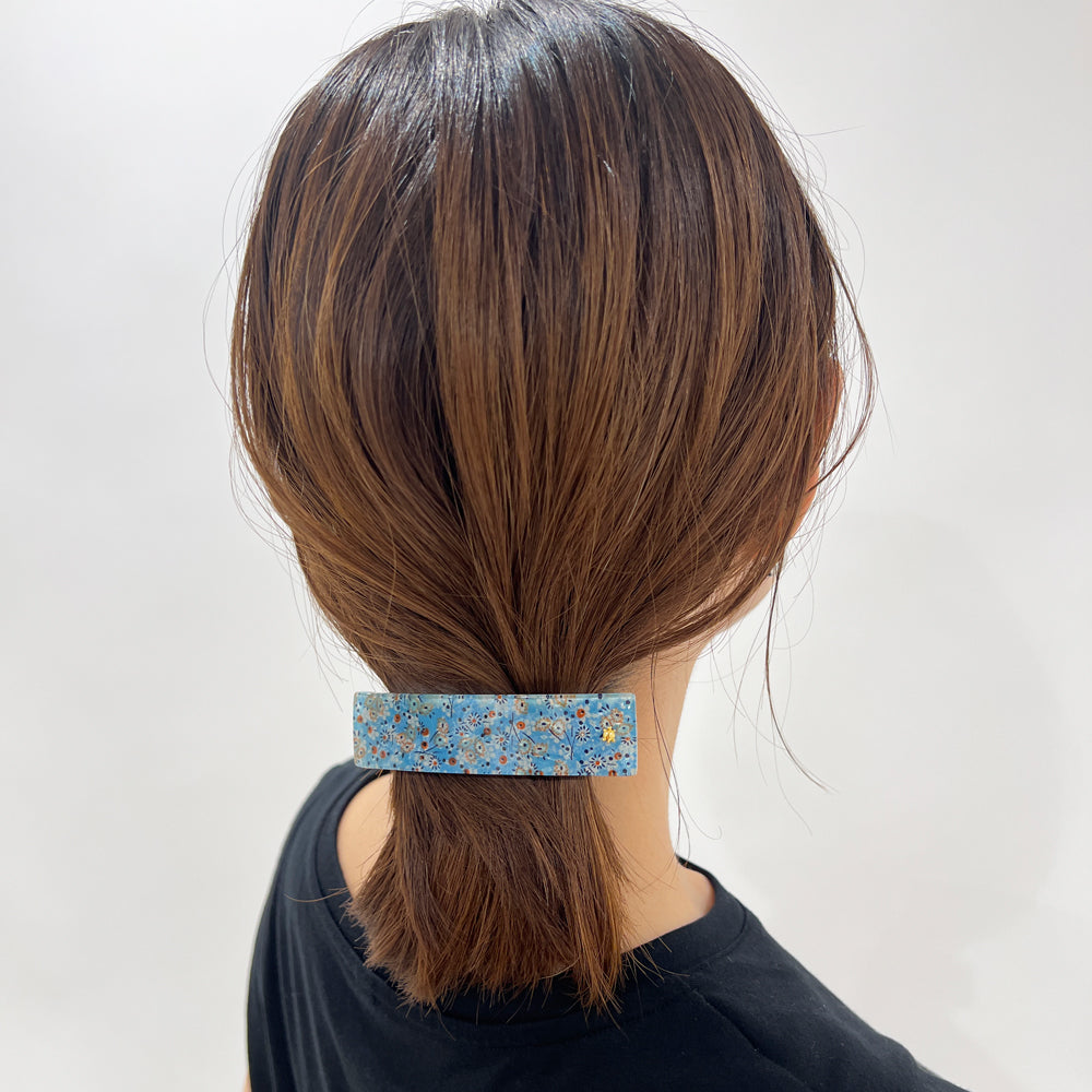 限定SALE豊富なヘアクリップ◇ブルーグレー系(No.1)◇ハンドメイド バレッタ/ヘアクリップ